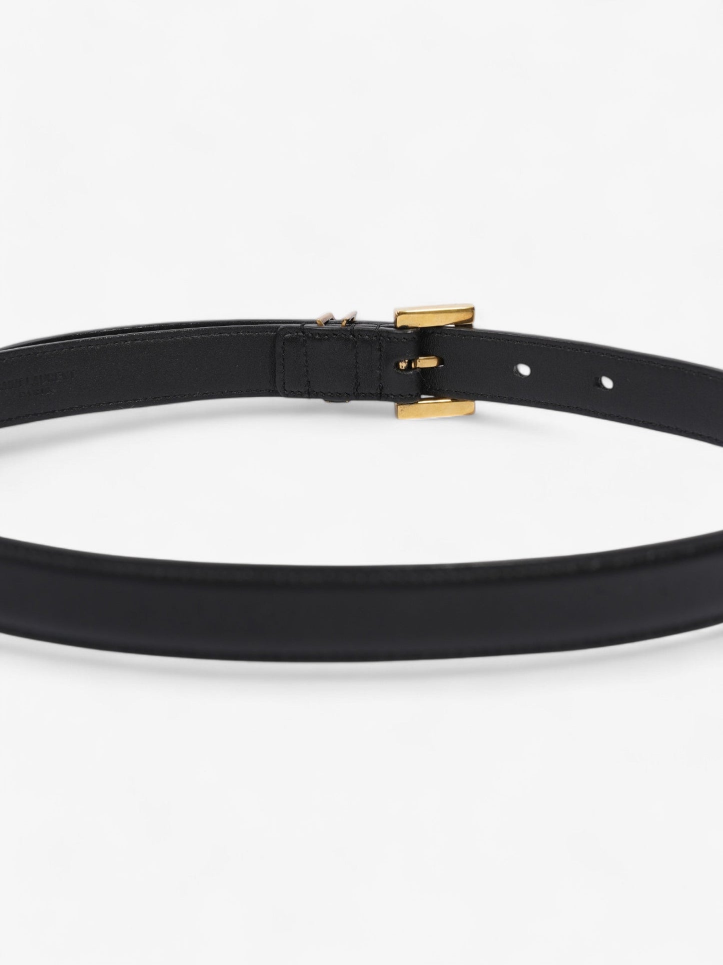 Saint Laurent Cassandre Slim Leather Belt Black Leather 70cm 27.5"