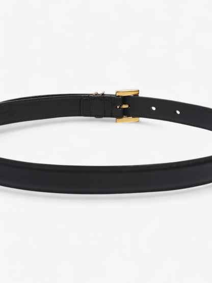 Saint Laurent Cassandre Slim Leather Belt Black Leather 70cm 27.5"