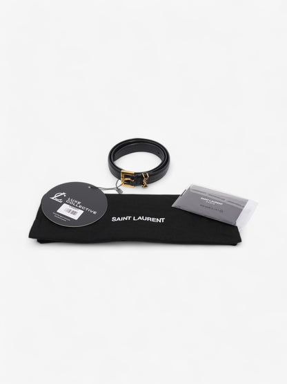 Saint Laurent Cassandre Slim Leather Belt Black Leather 70cm 27.5"