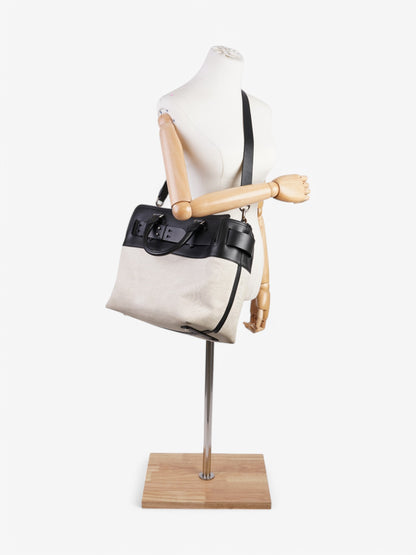 Burberry Marais Belt Tote Natural / Black Cotton Medium