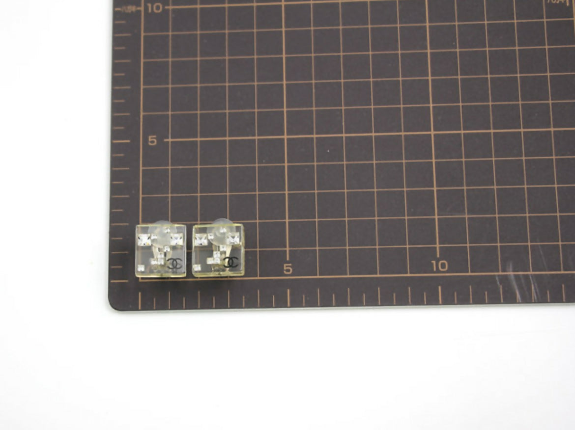 Chanel Vintage 05A Rhinestone Acrylic Transparent Square Earrings