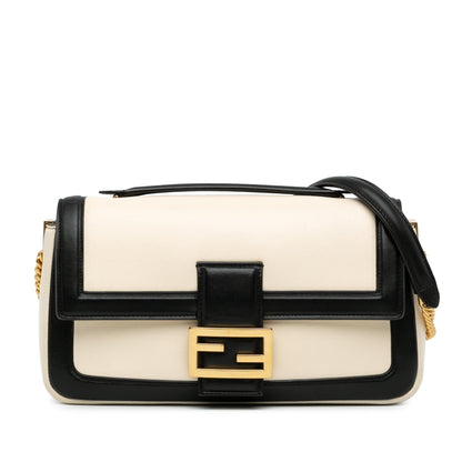 Fendi Bicolor Leather Chain Midi Baguette (SHG-dW85u0)