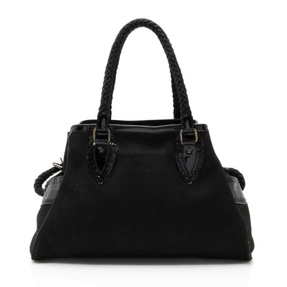 Fendi Canvas Patent Leather Perforated FF Du Jour Tote