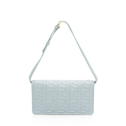 Fendi Embossed Leather FF Baguette Wallet on Chain