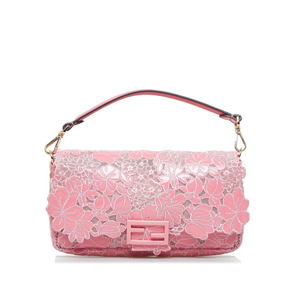Fendi Embroidered Lace Baguette (SHG-PcQc93)