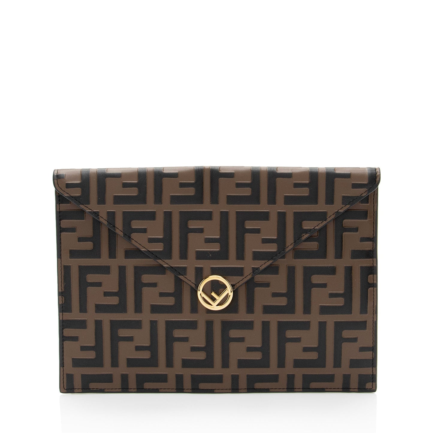 Fendi FF Embossed Calfskin 1974 Envelope Pouch (SHF-qYNeEa)