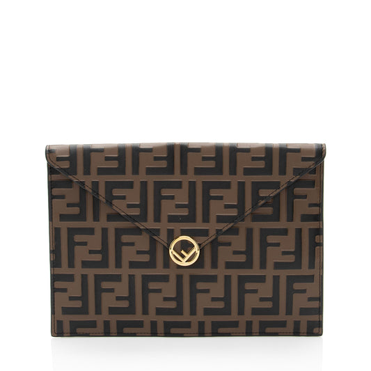 Fendi FF Embossed Calfskin 1974 Envelope Pouch (SHF-qYNeEa)