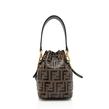 Fendi FF Embossed Calfskin Mon Tresor Mini Bucket Bag (SHF-mo1hOL)