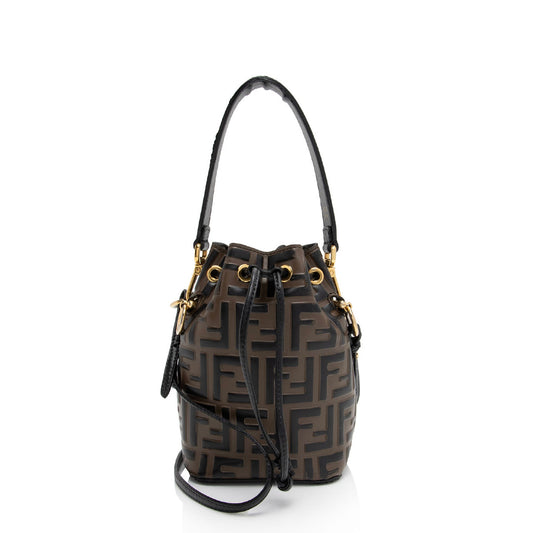 Fendi FF Embossed Calfskin Mon Tresor Mini Bucket Bag (SHF-ci9vp1)