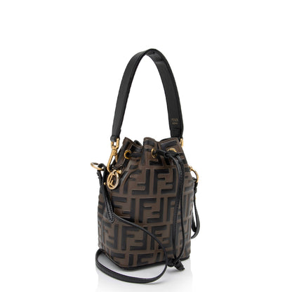 Fendi FF Embossed Calfskin Mon Tresor Mini Bucket Bag (SHF-ci9vp1)