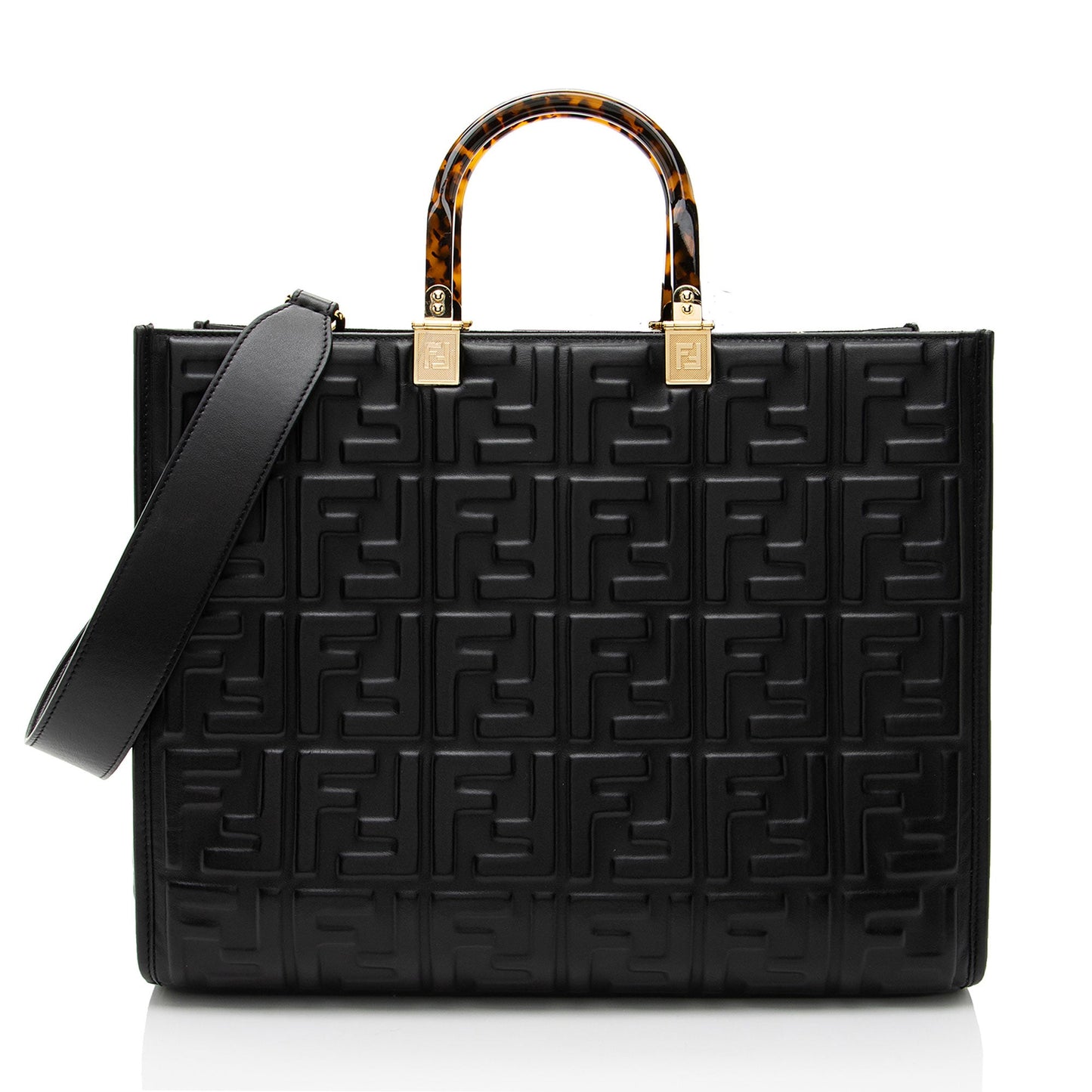 Fendi FF Embossed Calfskin Sunshine Medium Shopper Tote