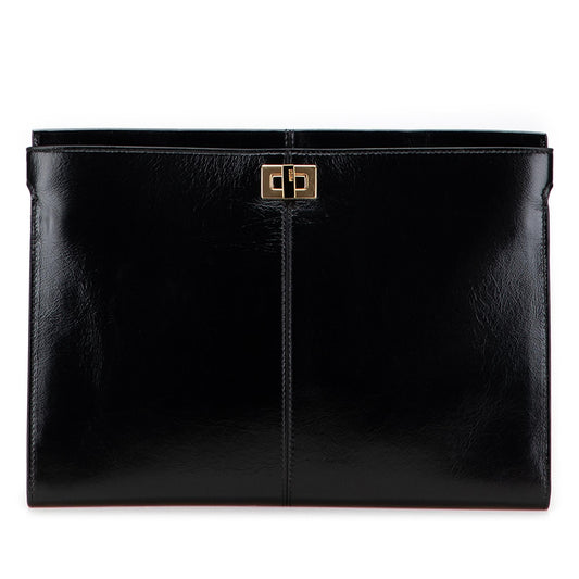 Fendi Glazed Calfskin Slim Peekaboo Turn Lock Clutch