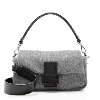 Fendi Knit Cashmere Baguette Shoulder Bag