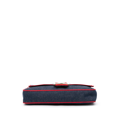 Fendi Large Denim Baguette Satchel