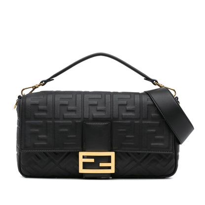 Fendi Large Zucca Embossed Leather Baguette Satchel (SHG-8iHUm8)