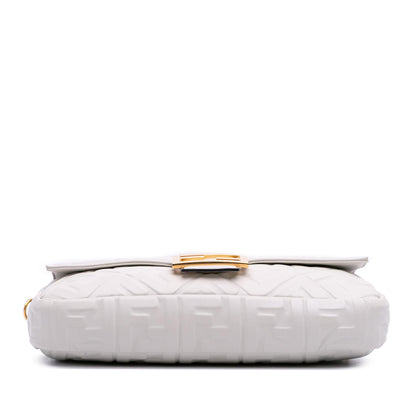 Fendi Large Zucca Embossed Leather Baguette Satchel