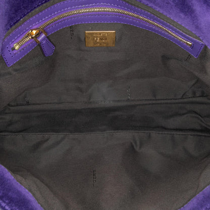 Fendi Large Zucca Embossed Velvet Baguette Satchel