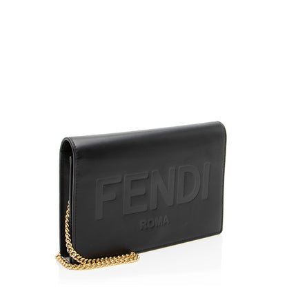 Fendi Embossed Vitello King Logo Wallet on Chain (SHF-23qfv8)