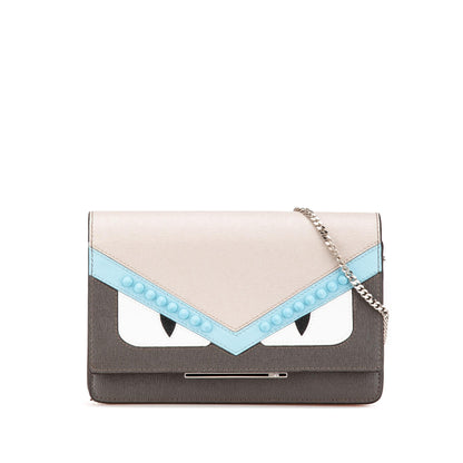 Fendi Leather Monster Eyes Wallet On Chain