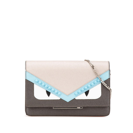 Fendi Leather Monster Eyes Wallet On Chain