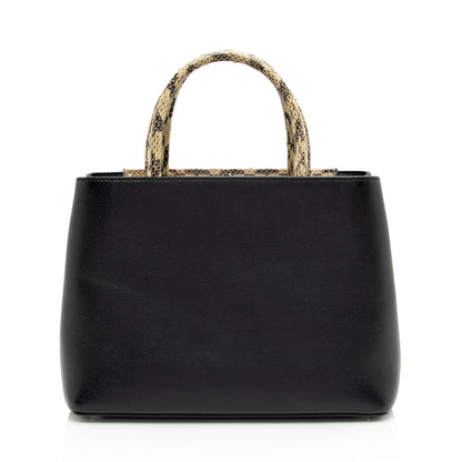 Fendi Leather Python Flowerland Petite 2Jours Tote (SHF-Gcyu5G)