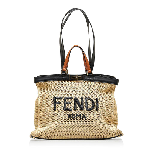 Fendi Medium Raffia Peekaboo X-Tote (SHG-XeawZy)