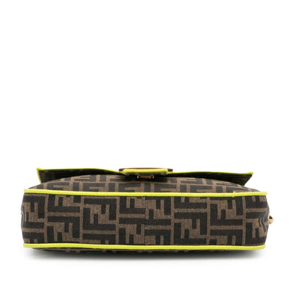 Fendi Medium Zucca Canvas Fluo Trim Baguette Satchel