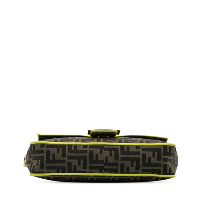 Fendi Medium Zucca Canvas Fluo Trim Baguette Satchel