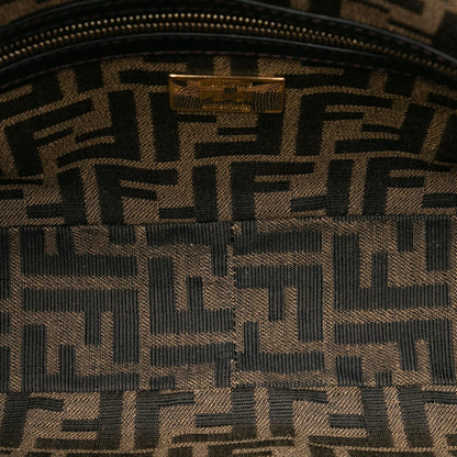 Fendi Medium Zucca Canvas Fluo Trim Baguette Satchel