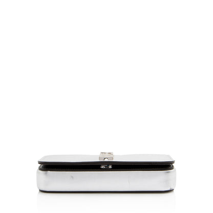Fendi Metallic Leather Fendigraphy Wallet on Chain (SHF-yqnbzv)