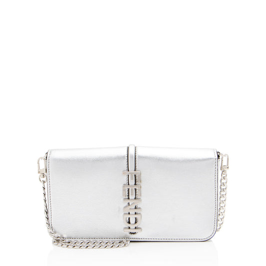 Fendi Metallic Leather Fendigraphy Wallet on Chain (SHF-yqnbzv)