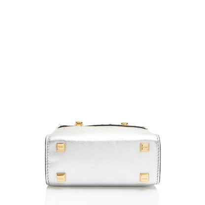 Fendi Metallic Leather Sunshine Mini Shopper Tote