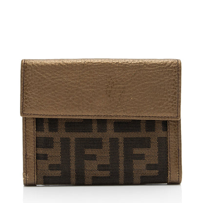 Fendi Metallic Zucca Compact Wallet (SHF-JIlxwg)