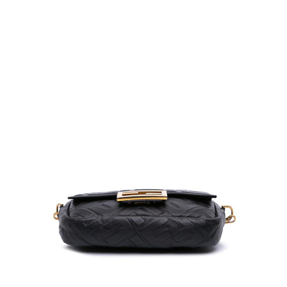 Fendi Mini Zucca Embossed Leather Baguette Satchel