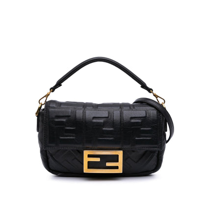 Fendi Mini Zucca Embossed Leather Baguette Satchel