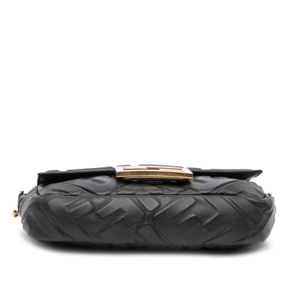Fendi Mini Zucca Embossed Leather Baguette Satchel