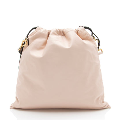 Fendi Nappa Leather Drawstring Medium Shoulder Bag