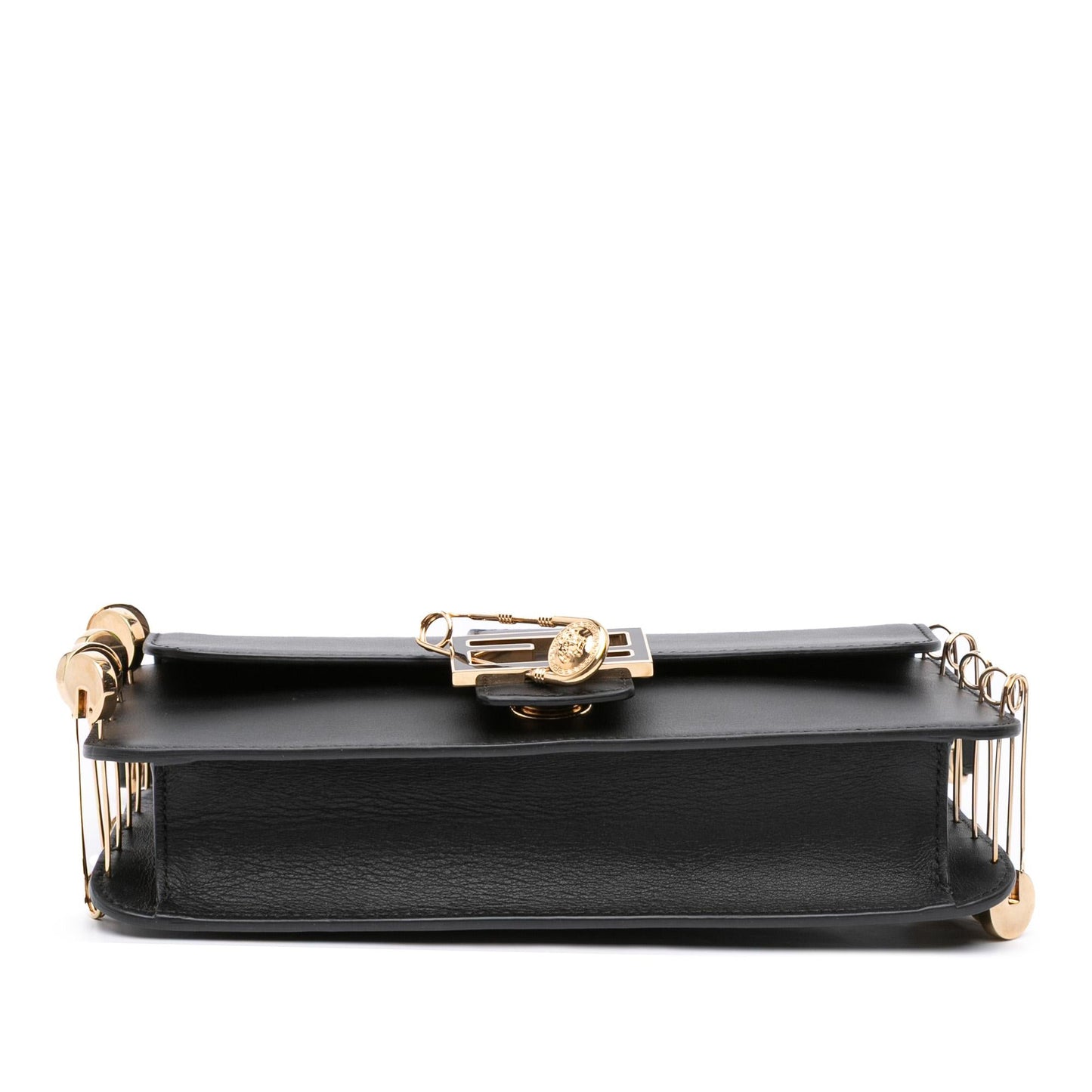 Fendi Versace Vitello Seta Fendace Brooch Baguette Satchel