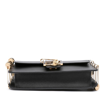 Fendi Versace Vitello Seta Fendace Brooch Baguette Satchel