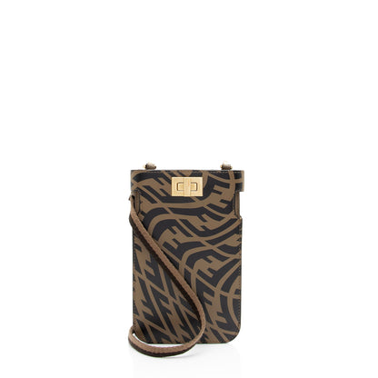 Fendi X Sara Coleman Leather Vertigo Peek A Phone Pouch (SHF-eqtLTR)