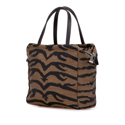 Fendi Zebra Print Canvas Handbag