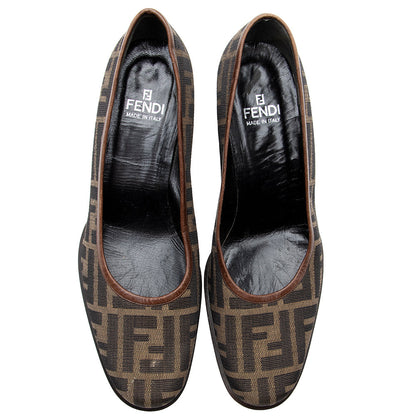 Fendi Zucca Block Heel Pumps - Size 8.5 / 38.5 (SHF-20924)