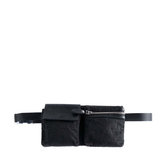 Fendi Zucca Canvas Double Pocket Belt Bag
