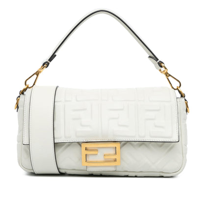 Fendi Zucca Embossed Leather Baguette Satchel