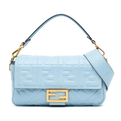 Fendi Zucca Embossed Leather Baguette Satchel