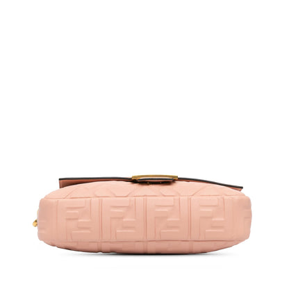 Fendi Zucca Embossed Leather Baguette Satchel