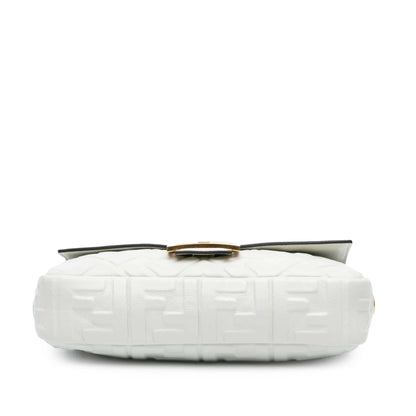 Fendi Zucca Embossed Leather Baguette Satchel