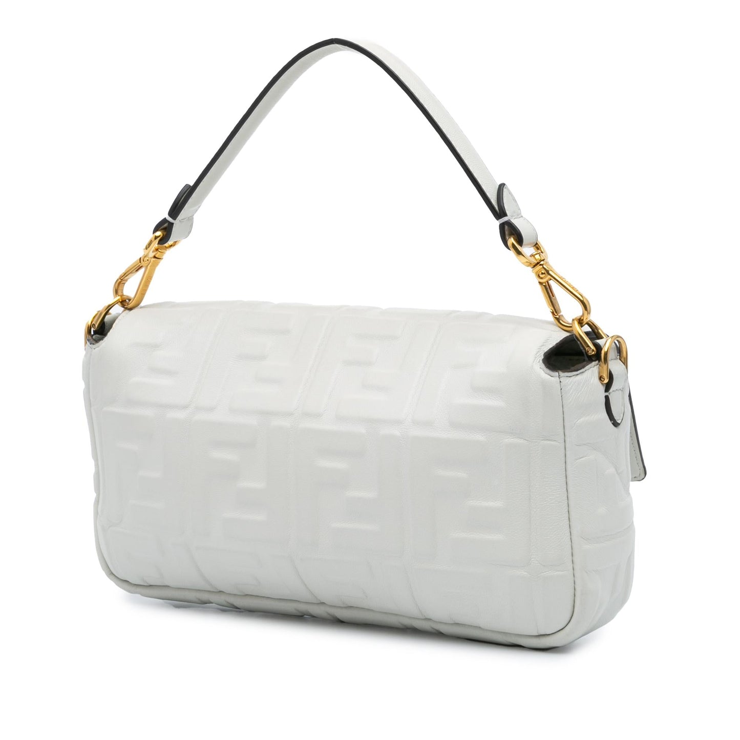 Fendi Zucca Embossed Leather Baguette Satchel