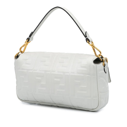 Fendi Zucca Embossed Leather Baguette Satchel
