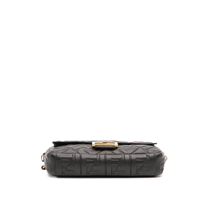 Fendi Zucca Embossed Leather Baguette Satchel